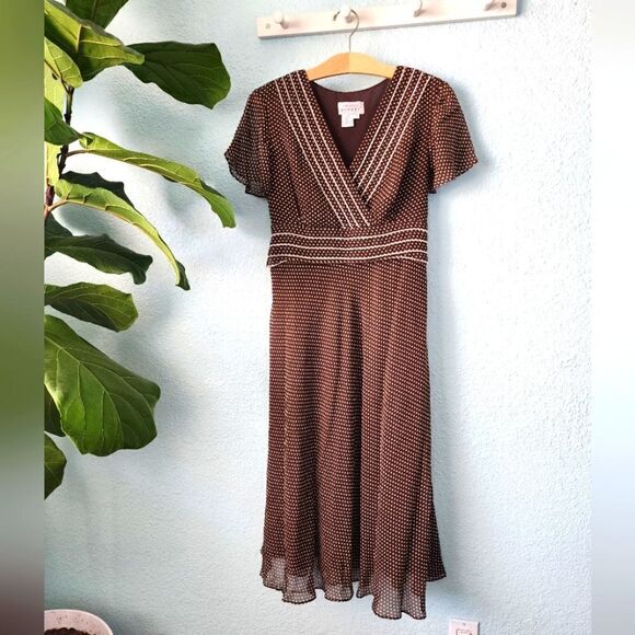 Adrianna Papell the Retro silk lined polka dot fit and flare midi dress - Picture 1 of 15